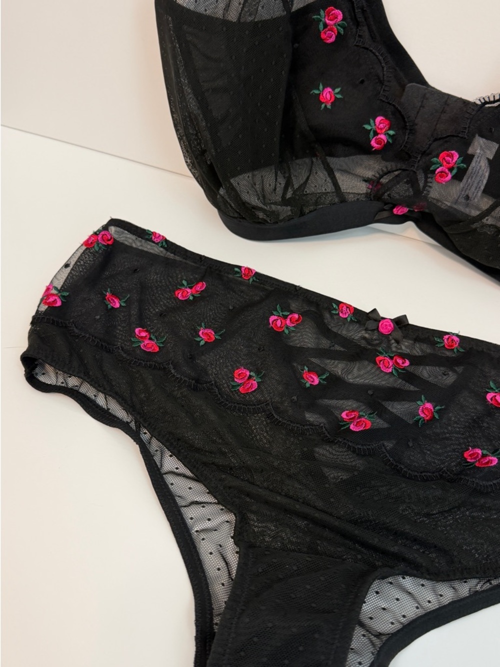 Cacique Embroidered No-Wire Triangle Bra Set - Picture 3 of 14